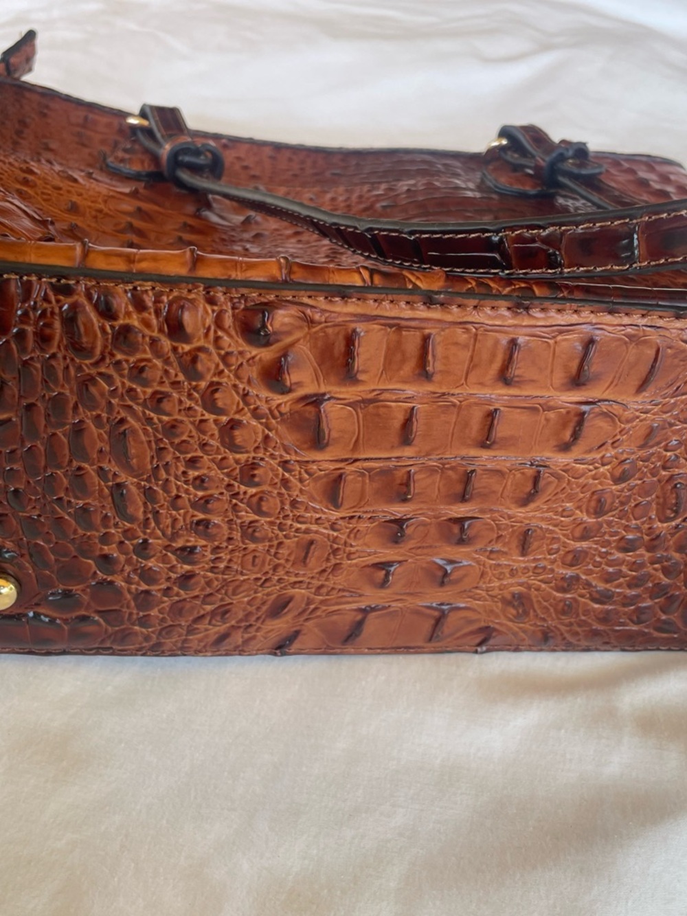 Brahmin Brown Croc Embossed Leather Tote Bag - Picture 7 of 7